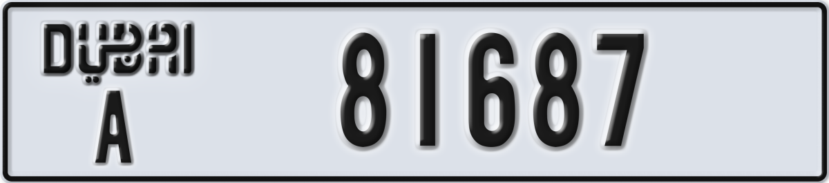 dubai License Plate Number 81687 Code A