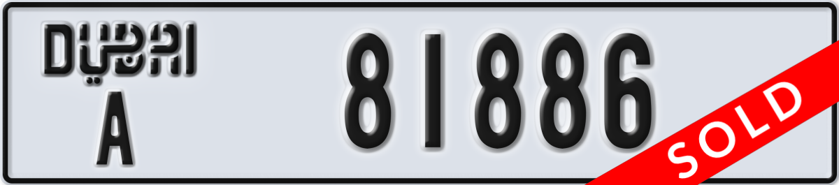 dubai License Plate Number 81886 Code A