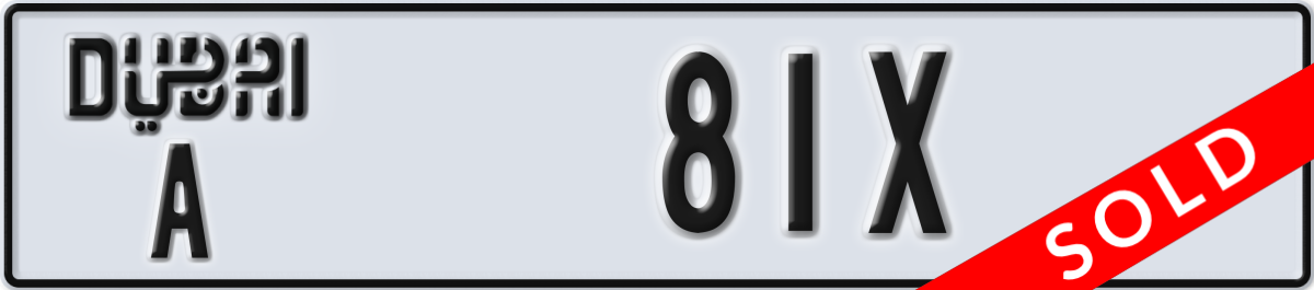 dubai License Plate Number 81X Code A