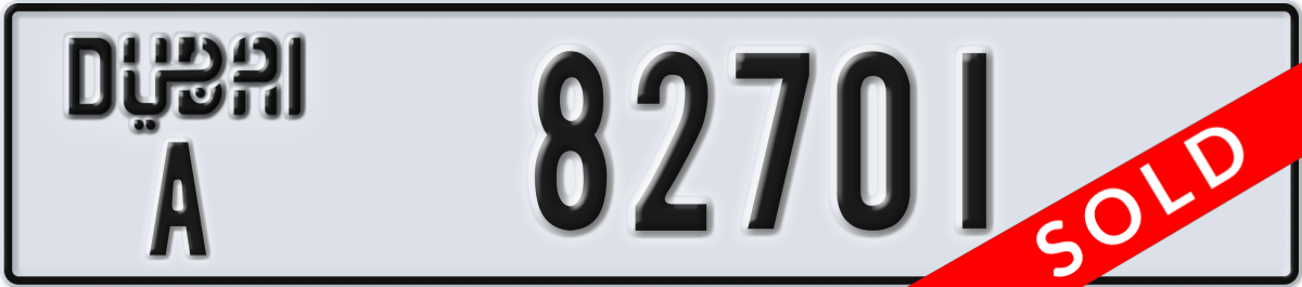 dubai License Plate Number 82701 Code A