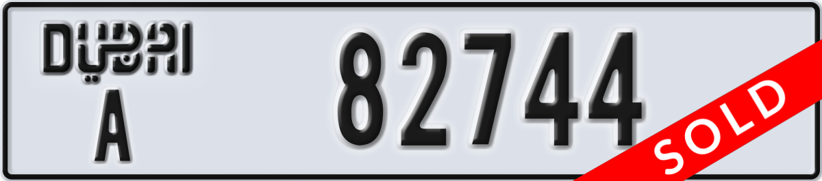 dubai License Plate Number 82744 Code A