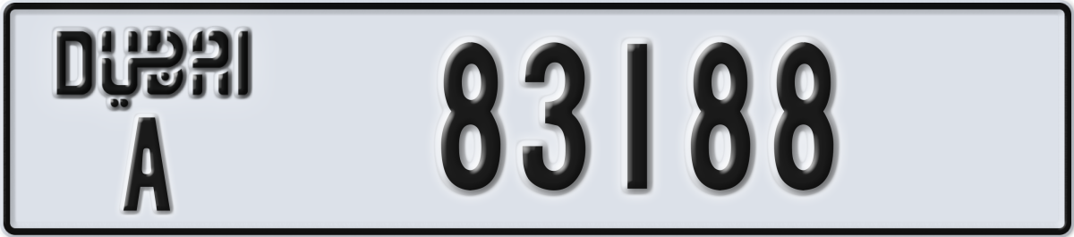 dubai License Plate Number 83188 Code A