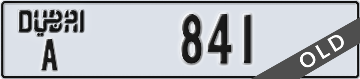 dubai License Plate Number 841 Code A