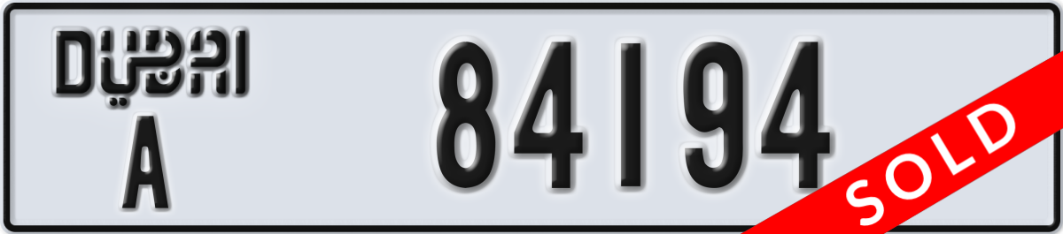 dubai License Plate Number 84194 Code A