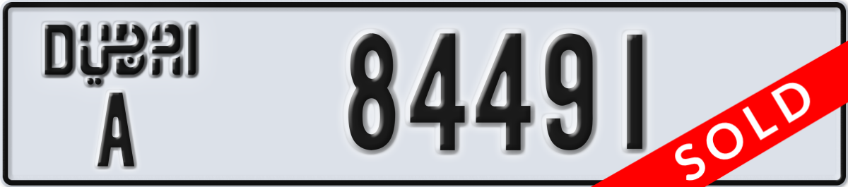 dubai License Plate Number 84491 Code A