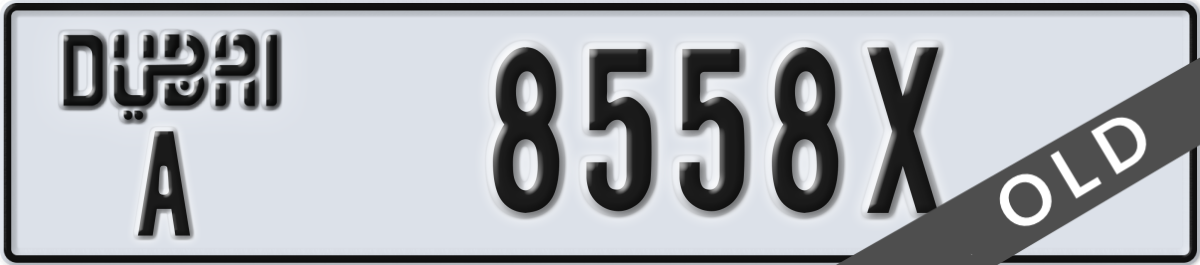 dubai License Plate Number 8558X Code A