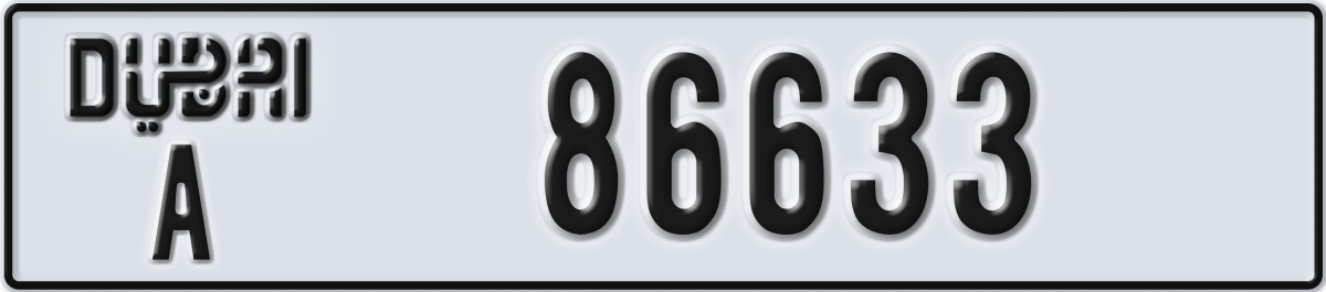 dubai License Plate Number 86633 Code A