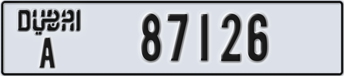 dubai License Plate Number 87126 Code A