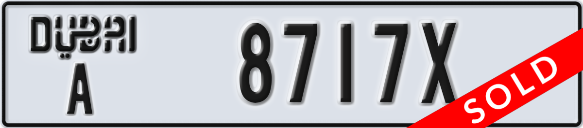dubai License Plate Number 8717X Code A
