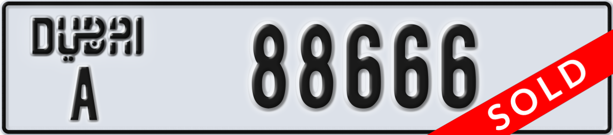 dubai License Plate Number 88666 Code A