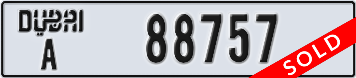 dubai License Plate Number 88757 Code A