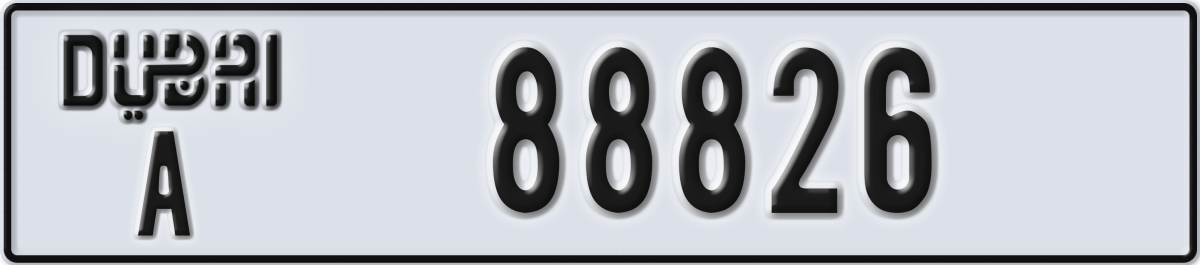 dubai License Plate Number 88826 Code A