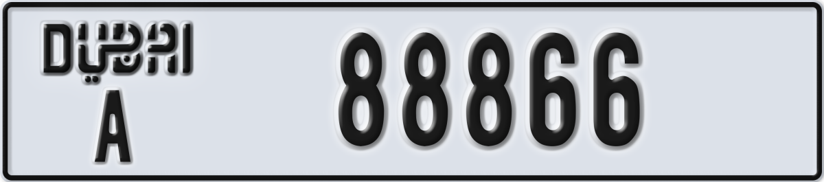 dubai License Plate Number 88866 Code A