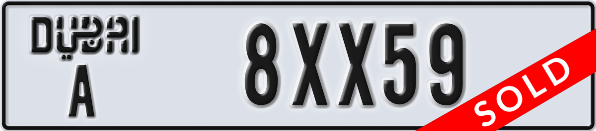 dubai License Plate Number 8XX59 Code A