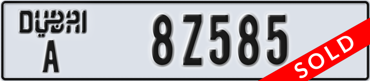 dubai License Plate Number 8Z585 Code A