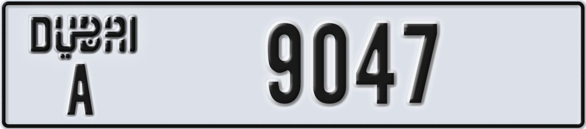 dubai License Plate Number 9047 Code A