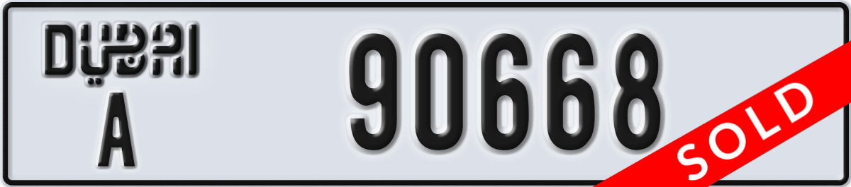 dubai License Plate Number 90668 Code A