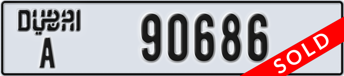 dubai License Plate Number 90686 Code A