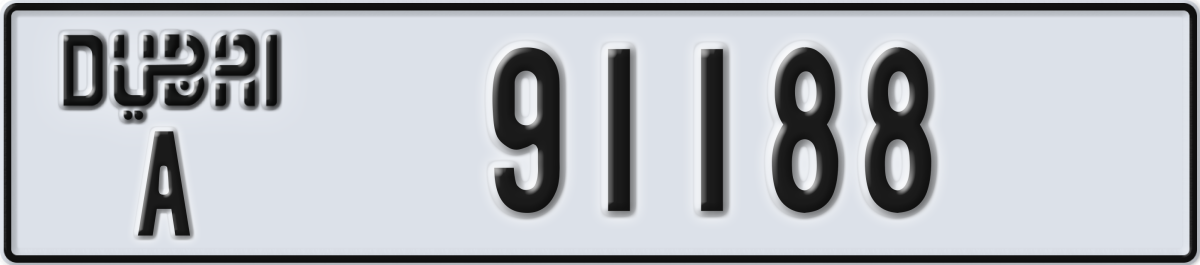 dubai License Plate Number 91188 Code A