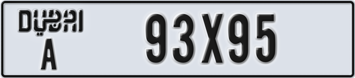dubai License Plate Number 93X95 Code A