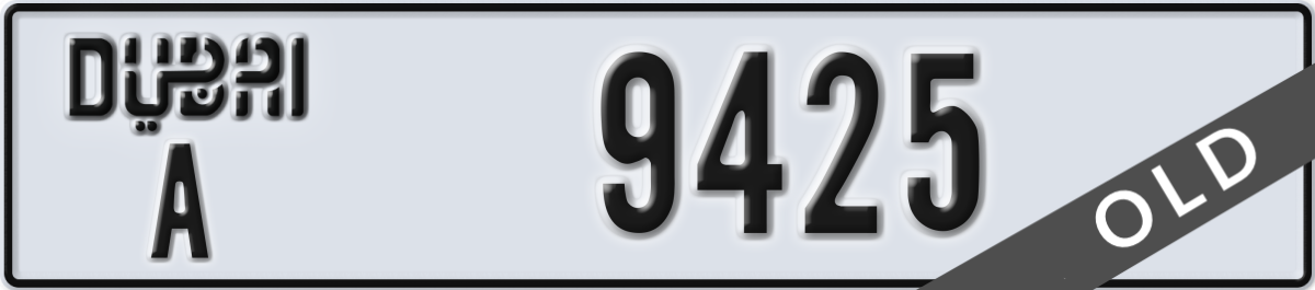 dubai License Plate Number 9425 Code A