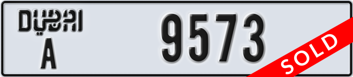 dubai License Plate Number 9573 Code A