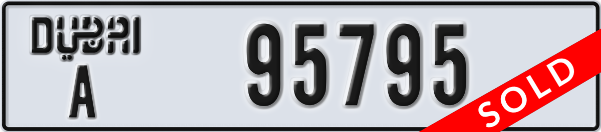 dubai License Plate Number 95795 Code A