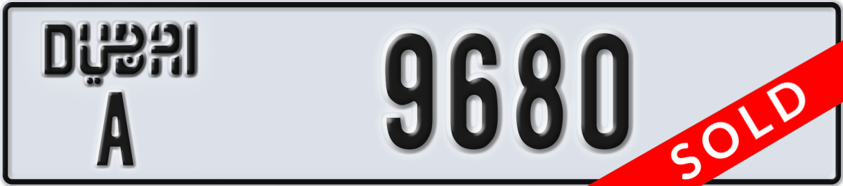 dubai License Plate Number 9680 Code A