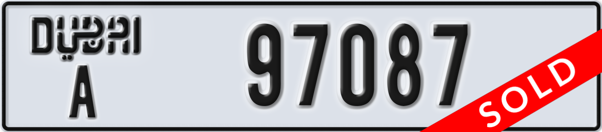 dubai License Plate Number 97087 Code A