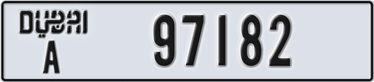 dubai License Plate Number 97182 Code A