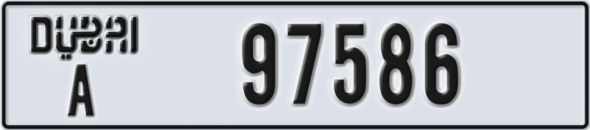 dubai License Plate Number 97586 Code A