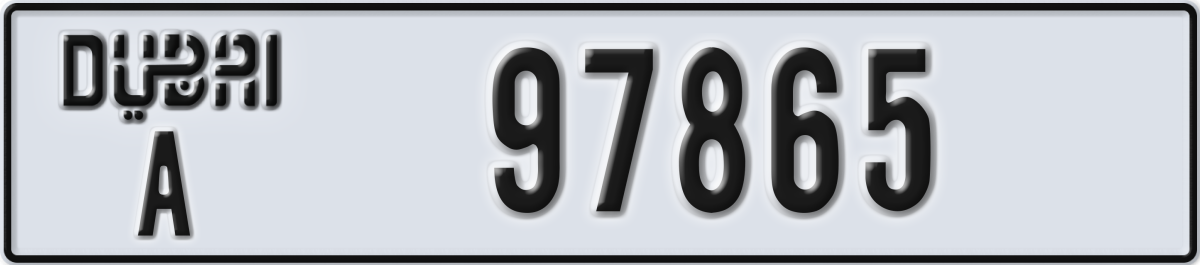 dubai License Plate Number 97865 Code A