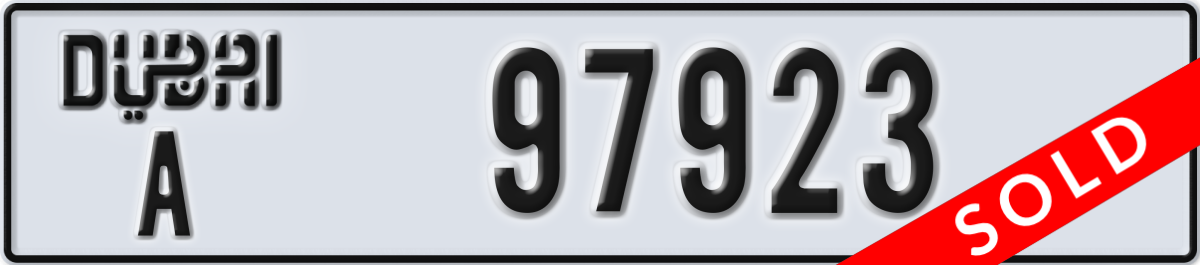 dubai License Plate Number 97923 Code A