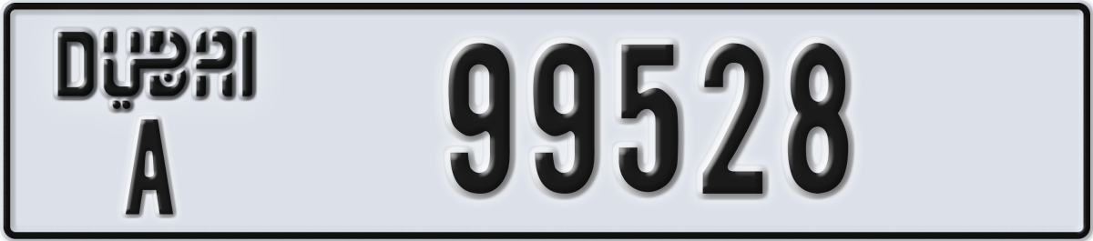 dubai License Plate Number 99528 Code A