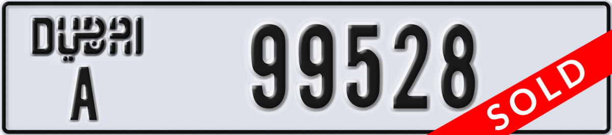 dubai License Plate Number 99528 Code A