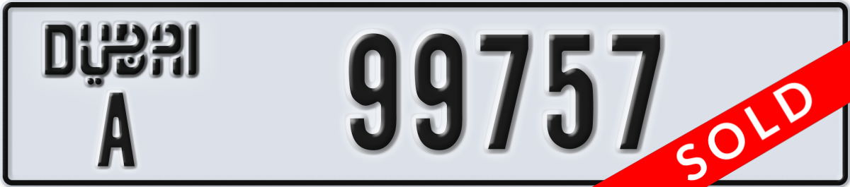dubai License Plate Number 99757 Code A