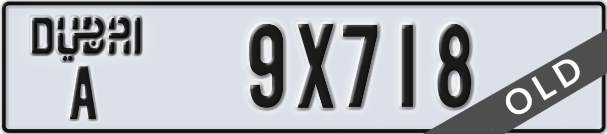 dubai License Plate Number 9X718 Code A
