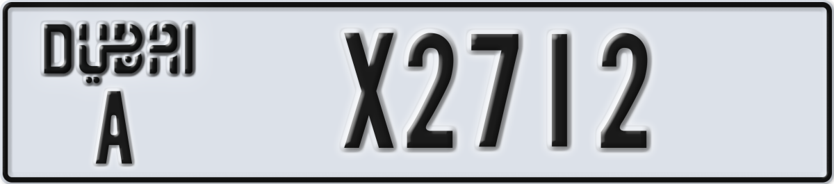 dubai License Plate Number X2712 Code A