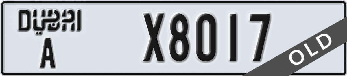 dubai License Plate Number X8017 Code A