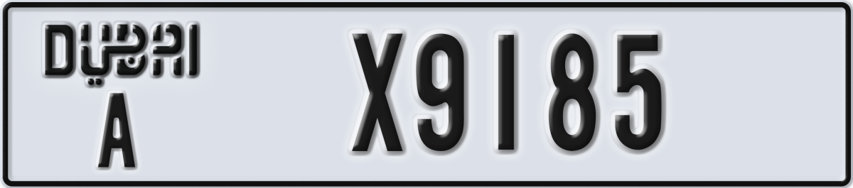 dubai License Plate Number X9185 Code A
