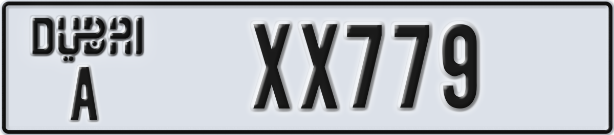 dubai License Plate Number XX779 Code A