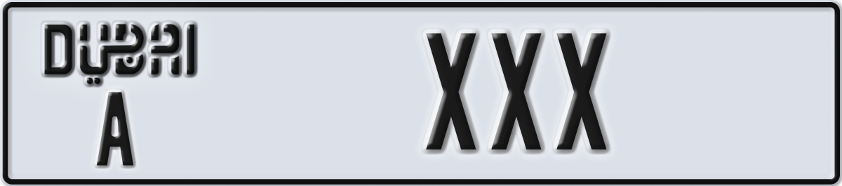 dubai License Plate Number XXX Code A