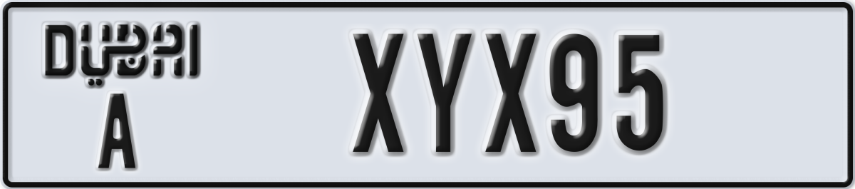 dubai License Plate Number XYX95 Code A
