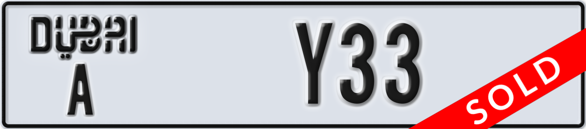 dubai License Plate Number Y33 Code A