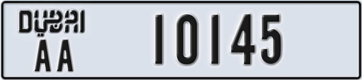 dubai License Plate Number 10145 Code AA