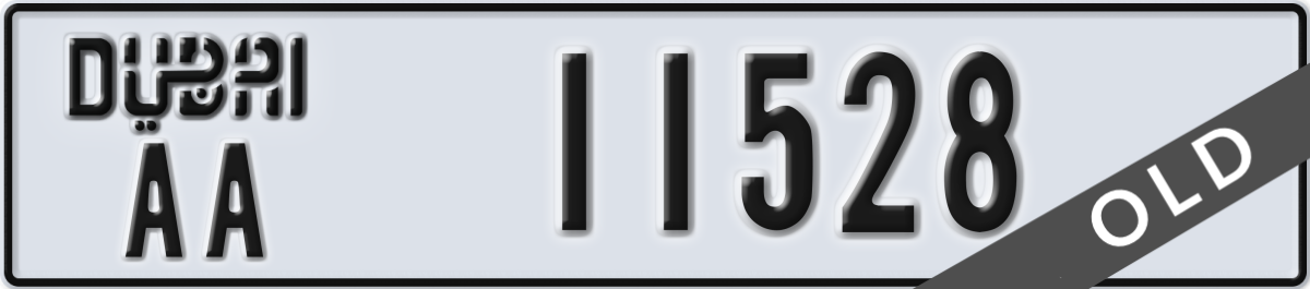 dubai License Plate Number 11528 Code AA