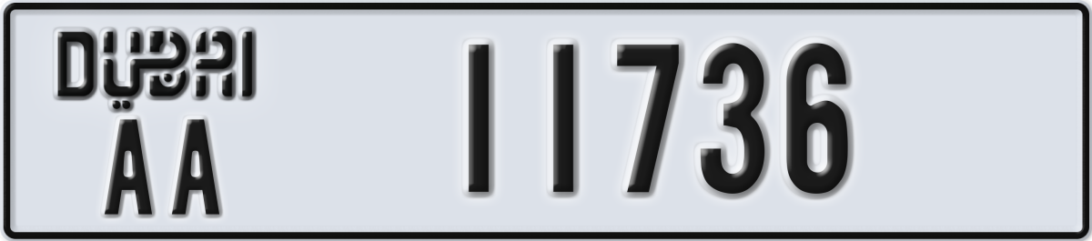 dubai License Plate Number 11736 Code AA