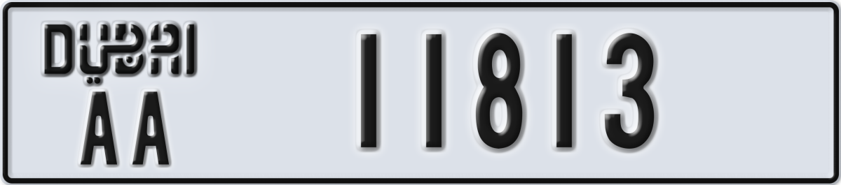 dubai License Plate Number 11813 Code AA