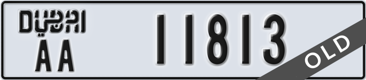 dubai License Plate Number 11813 Code AA