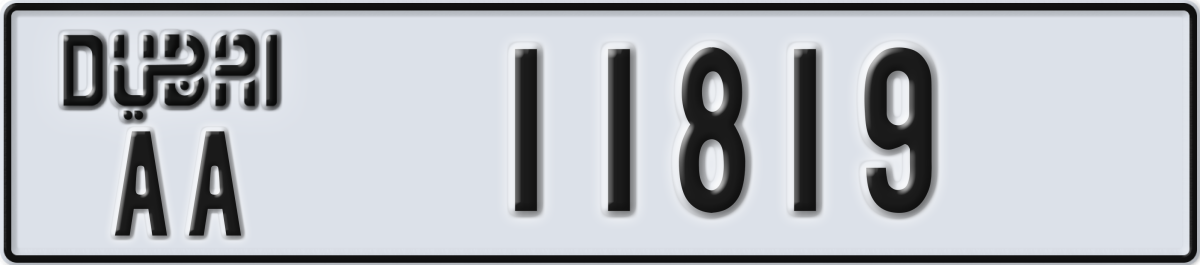 dubai License Plate Number 11819 Code AA